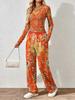 Spring and Autumn Ladies V-Neck Long Sleeve Pants Set Comfortable Casual Versatile Slim Two-piece Set
