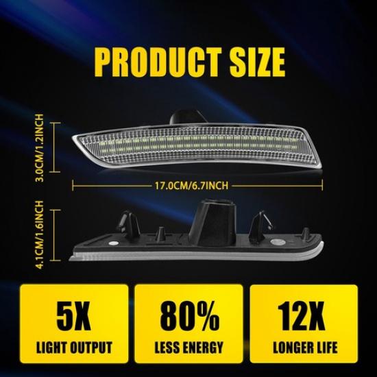 For 2015- Cadillac CTS ATS Clear Lens White LED Front Side Marker Lights 2X