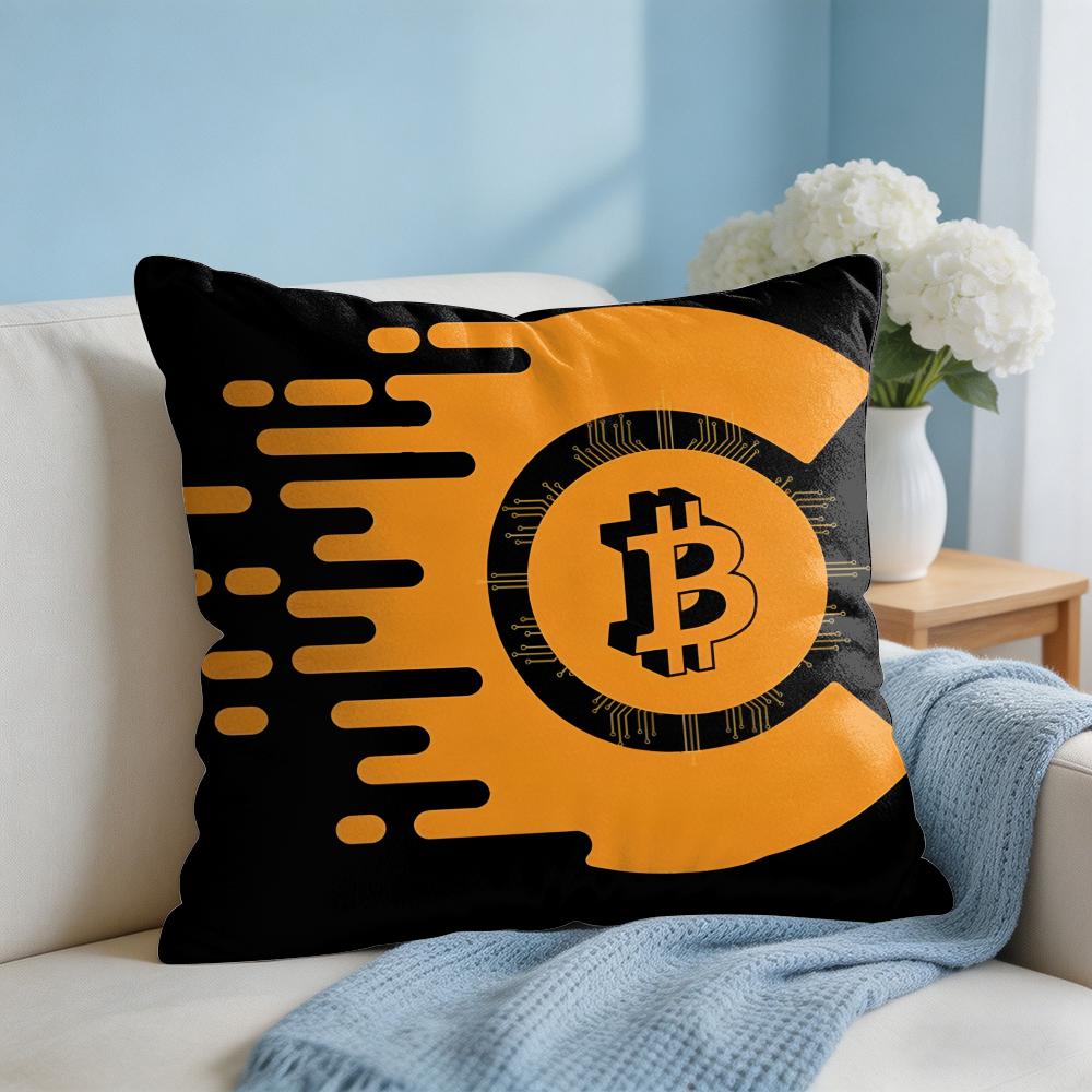 Bitcoin Btc Logo Cool Cushion Cover Square Pillow Bedroom Sofa Leisure Comfort Living Room Home Decoration X