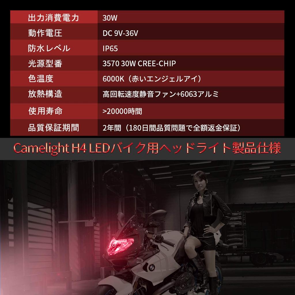 Camelight Red Light CCFL Motorcycle LED Headlight H4 / HS1 Hi/Lo DC / 24V Universal White Light 6000K (Red)