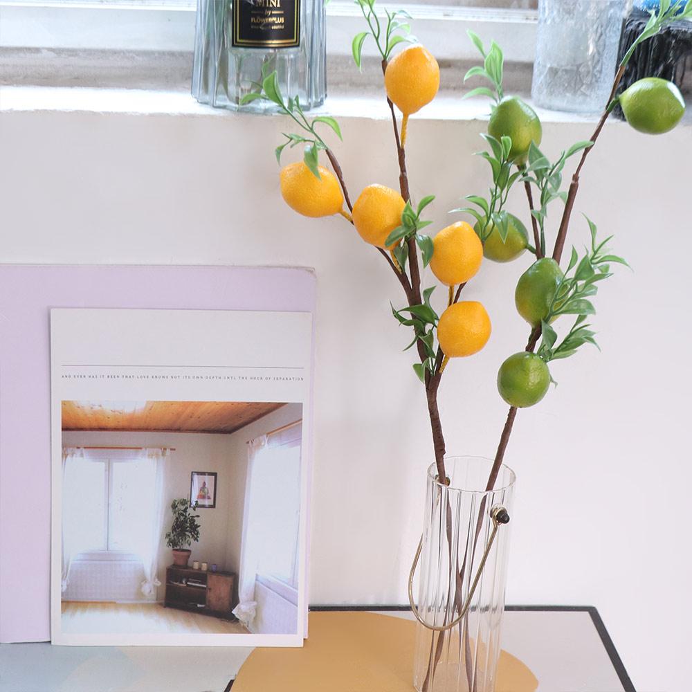 Plastic Artificial Lemon Branch DIY Fake Plants Restaurant Hotel Decoration