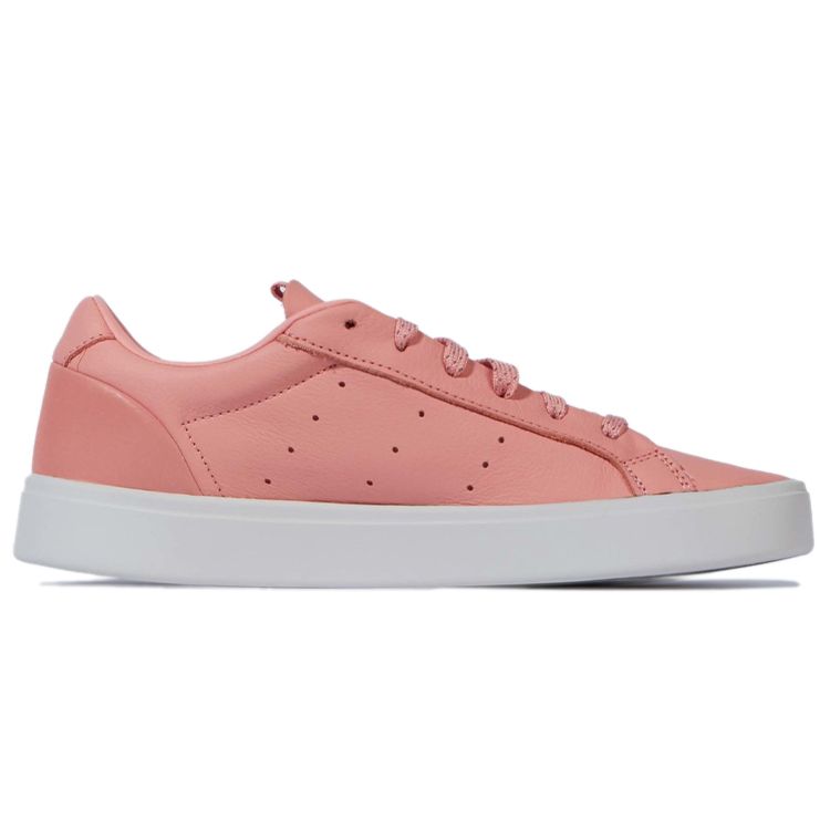 Adidas Originals Sleek Synthetic Leather Lace-Up Durable Low-Top Sneakers Women Sneakers Pink White FV0512