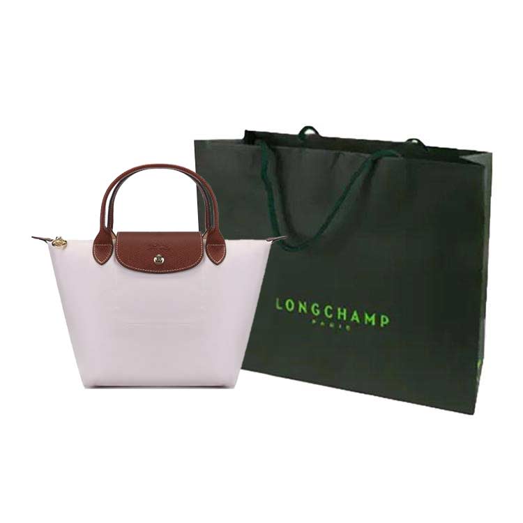 Longchamp Сумка-тоут Le Pliage 23 с короткими ручками из канваса и кожи, маленькая женская сумка-тоут, Бумага 1621089555