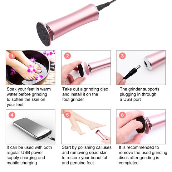 Набор для удаления мозолей на ногах с 60 шлифовальными насадками, 2 скоростные настройки, электрическая пилка для ног, портативные инструменты для педикюра