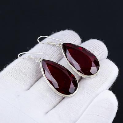 Серьги-груши с красным гранатом, серьги с драгоценными камнями, серебряные серьги с камнями грушевидной формы, ювелирные изделия из цельного серебра 925 пробы, серьги с драгоценными камнями для нее