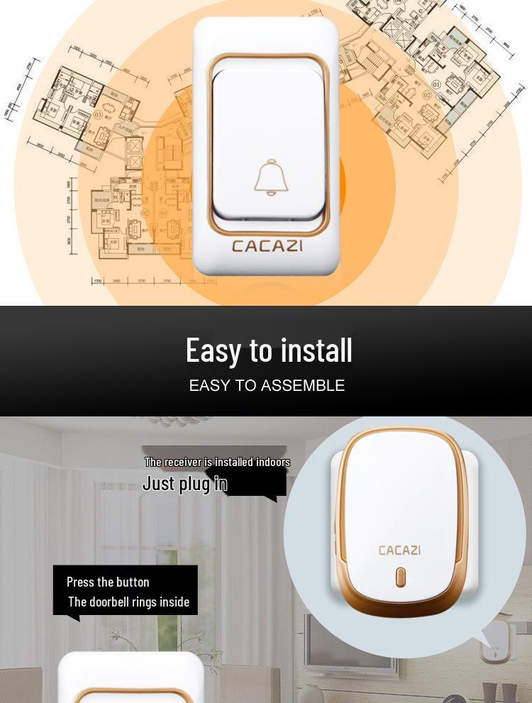 Smart Wireless Doorbell with Long-Range Remote Control, Ideal for Homes and Elderly Assistance