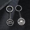 Ключница-подвеска из нержавеющей стали с мультяшным изображением восхода солнца на берегу моря