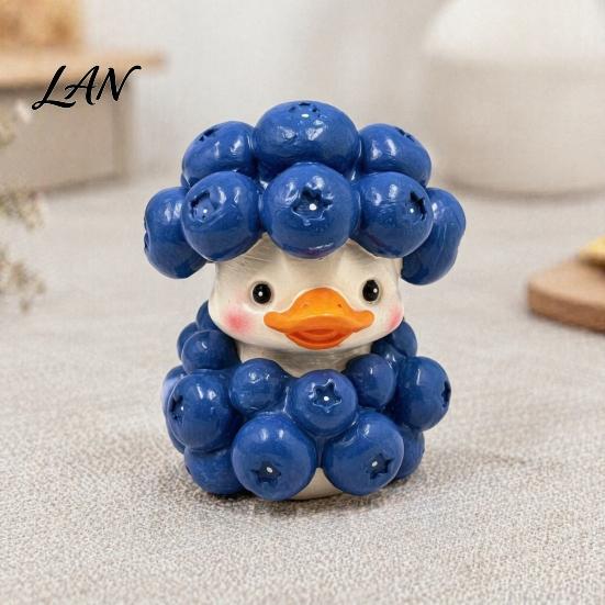 Handmade Three Dimensional Resin Crafts Blueberry Duck Ornament, Cute Cartoon Figurine, Miniature Creative Aesthetic Room Decor Accessories