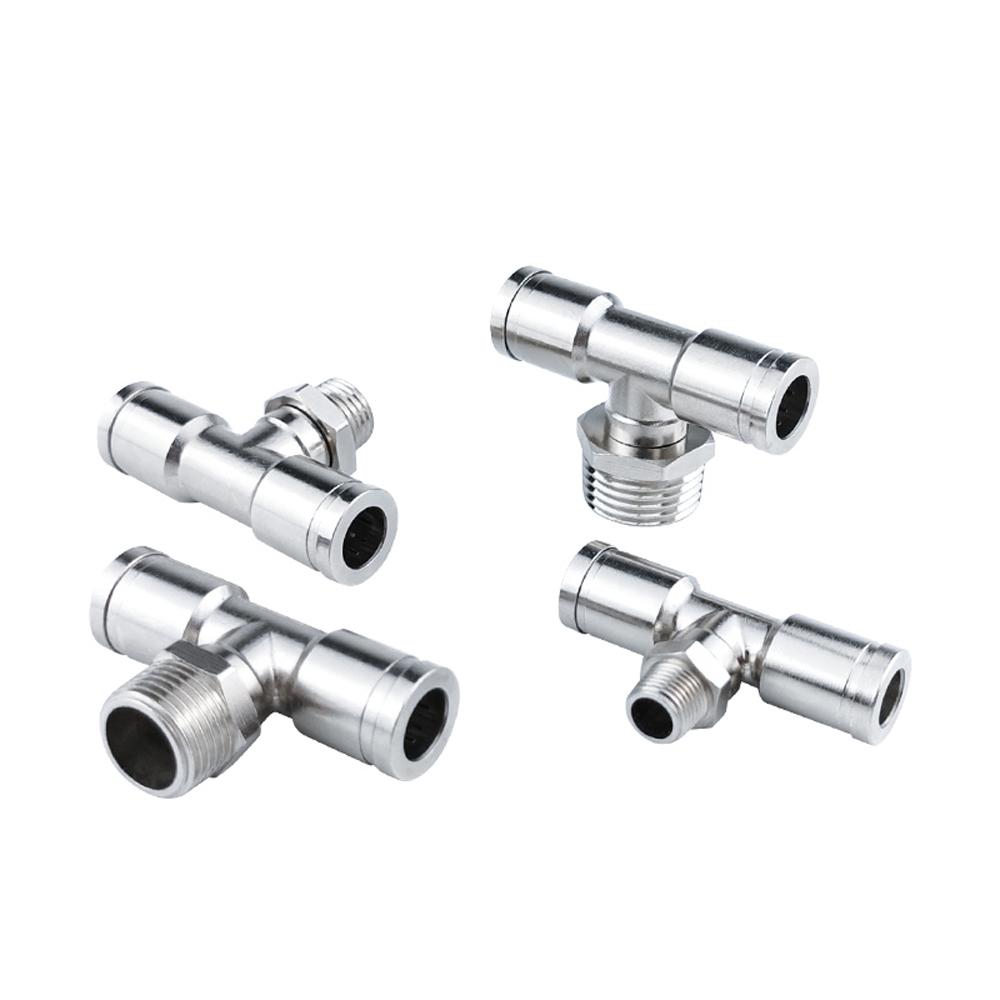 Пневматические фитинги M5 1/8" 1/4" 3/8" 1/2" BSPT Наружная резьба Никелированная латунь Быстроразъемное соединение Push-in Фитинг для воздуха Сантехника