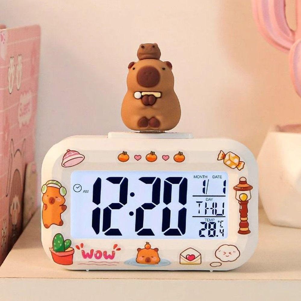 Mini Capybara Alarm Clock Cartoon Desktop Clock Cute LED Digital Clock  Student Dormitory