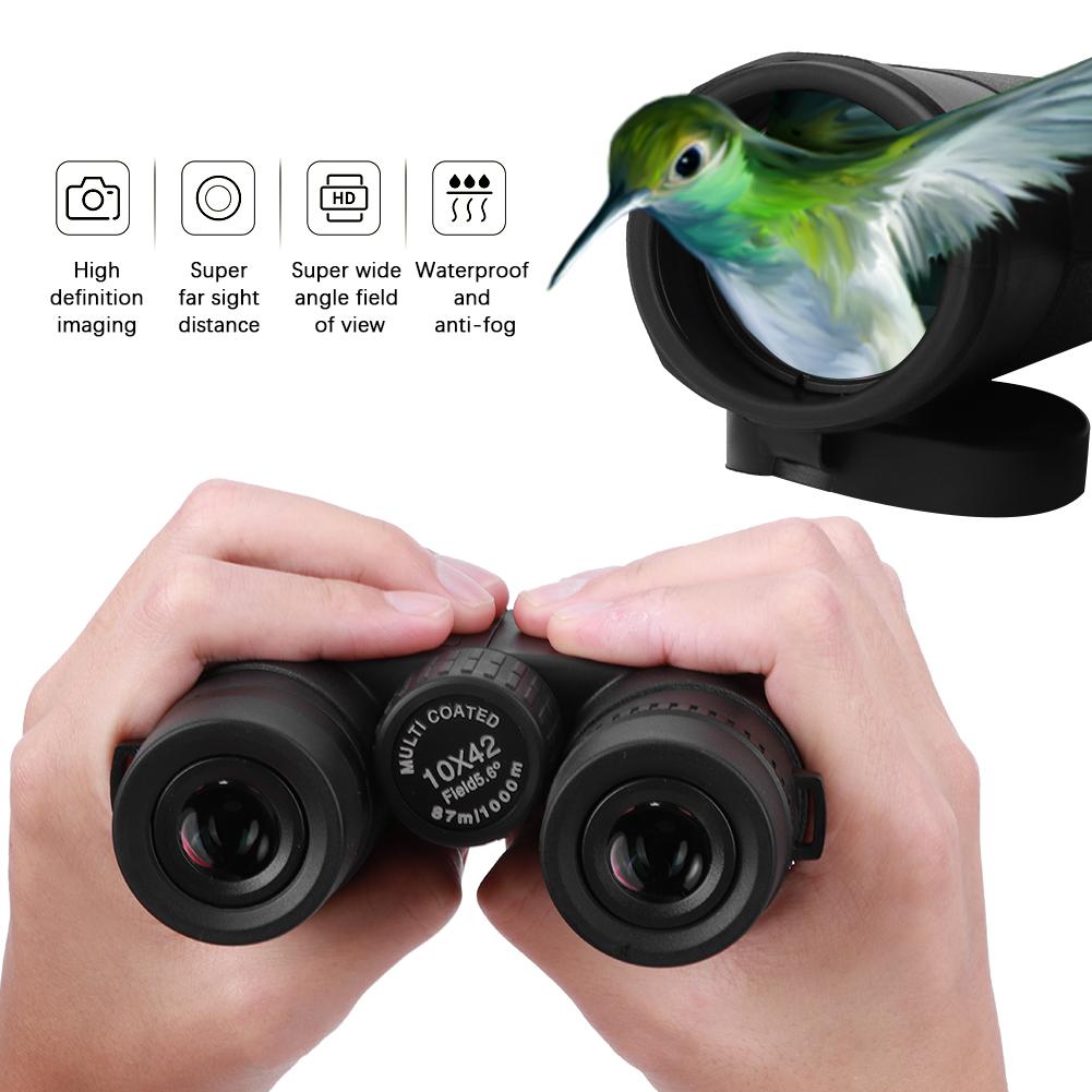 10X42 Binoculars BAK4 Portable Telescope with Universal Cilp for Outdoor Hunting Hunting