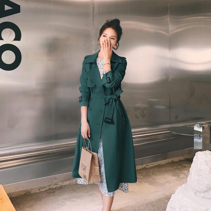 Белоснежный Тренч средней длины для женщин, весна и осень, новый стиль, темперамент, богиня вентилятора, стиль Yinglun, пальто выше колена, пальто