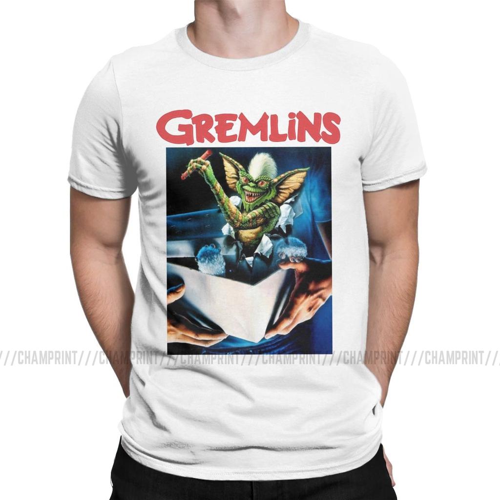 Gremlins Men S T Shirts Gizmo Monster Gremlin 80S Horror Christmas Movie Awesome Tees Round Neck