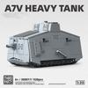 920 деталей Серия "Военная" Строительные блоки Сборка MOC Немецкий Танк A7V Первой мировой войны 1:35 Модель Демонстрационный экземпляр Образовательный подарок для мальчиков Без коробки