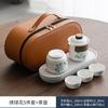 Suet jade, one pot, three cups, express guest hand-held pot, outdoor portable travel, kung fu tea set, tea cup gift