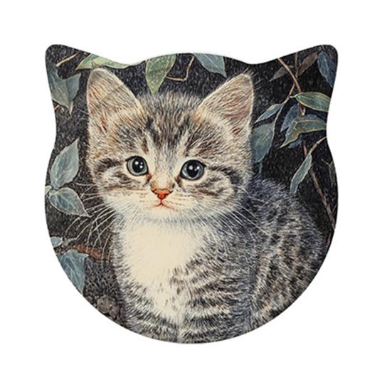 1/6Pcs Cartoon Cat Themed Ceramic Drink Coasters Water Absorbent Fantasy Atmosphere Coasters Home Kitchen Decor