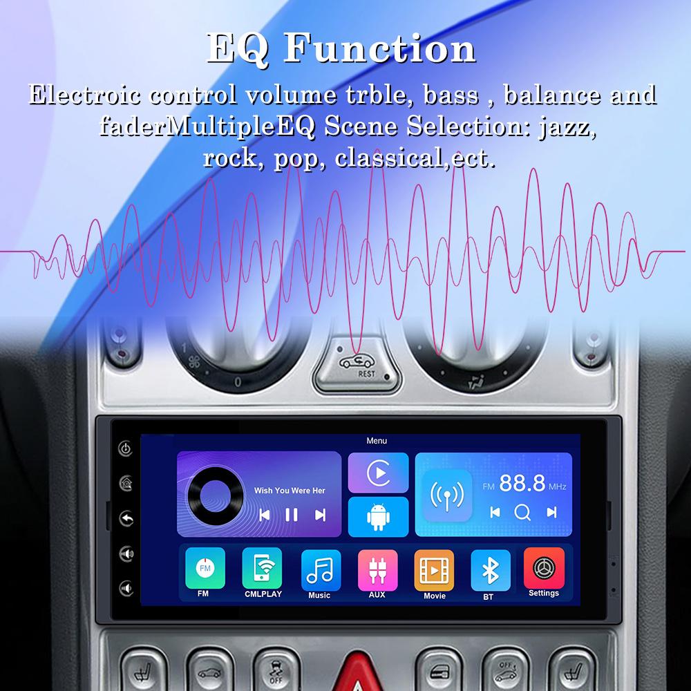 Reakosound 1 Din Car MP5/MP3 Player with 6.86 Inch Touch Screen Carplay Bluetooth FM Radio Rear View Camera