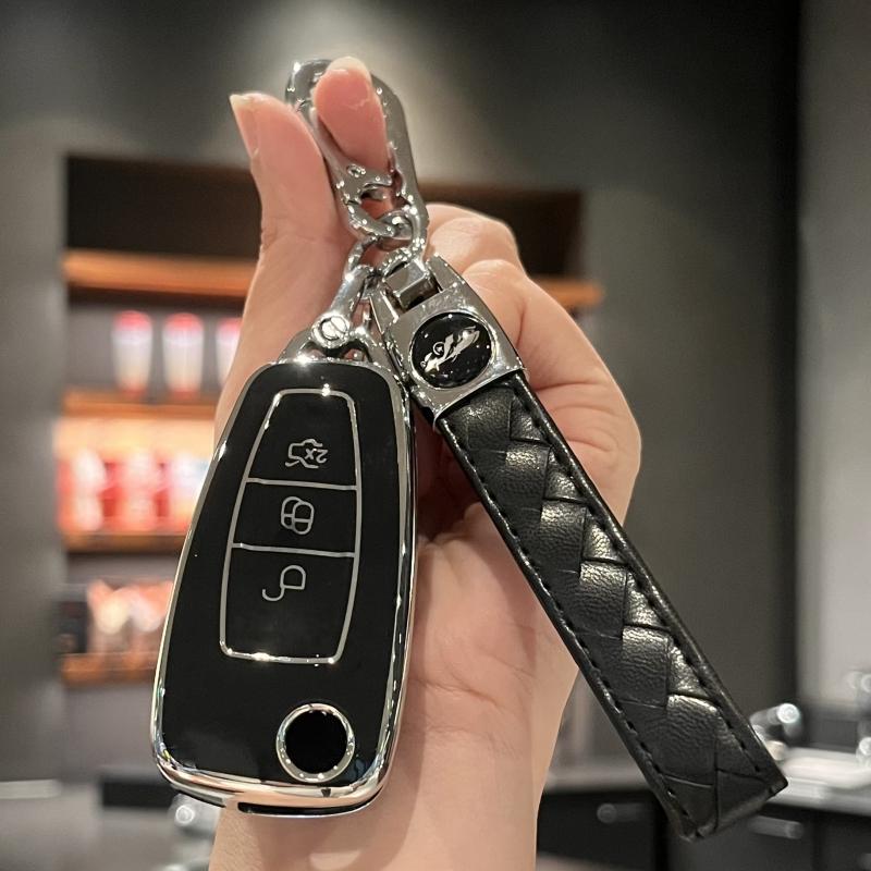Чехол для автомобильного ключа, держатель для ключей с брелком для Ford Fiesta Focus Galaxy Fusion Mondeo C-Max Kuga Ecosport
