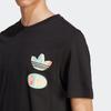 adidas Оригинальная футболка с рисунком Trefoil Enjoy, спортивная футболка с короткими рукавами и мультяшным буквенным принтом, мужские топы, черные IT8183
