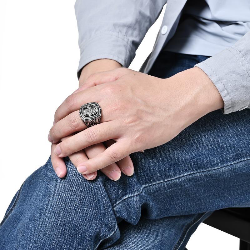 Кольцо из нержавеющей стали в стиле западной азии, североафриканское, винтажное, рука Фатимы, для мужских традиционных доспехов, панк-стиль, хип-хоп, кольцо на палец
