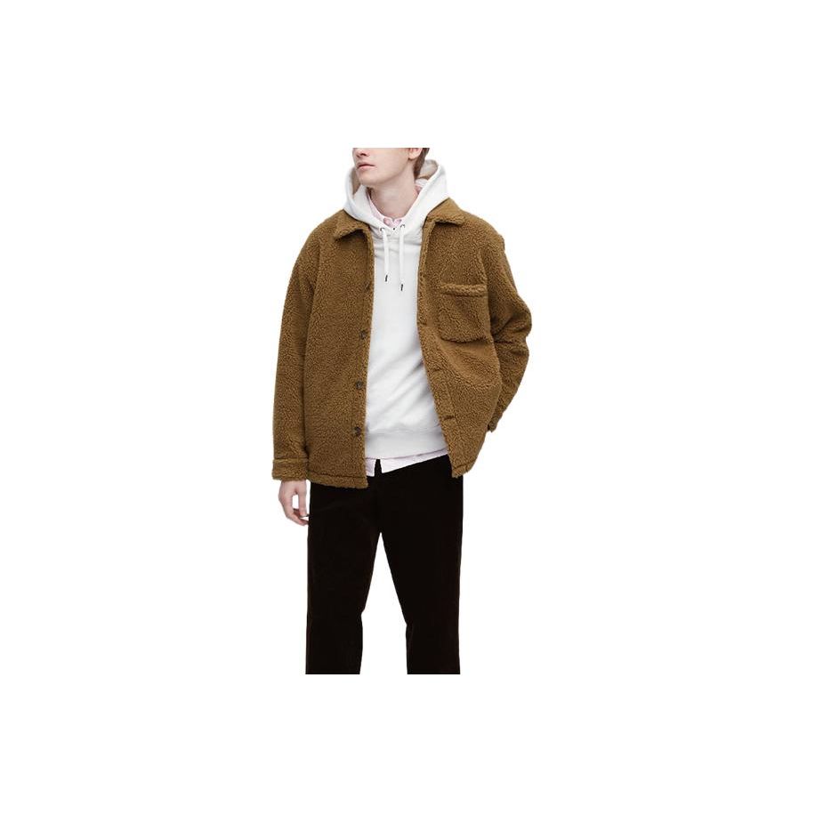 Uniqlo Мужская ветрозащитная флисовая куртка-рубашка Верблюжий 452830-34