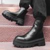 Мужские ботинки мартинс 2024 осень британский стиль высокие кожаные ботинки на толстой подошве увеличивающие рост ботинки-локомотивы челси 28292-J
