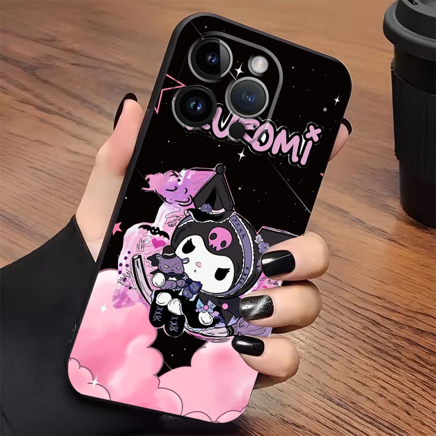 Милый чехол Sanrio Kuromi для iPhone XR 17Air 7 8 13 12 11 17 Pro Max 15 16 14 Plus XS Max Черный Мягкий чехол для телефона