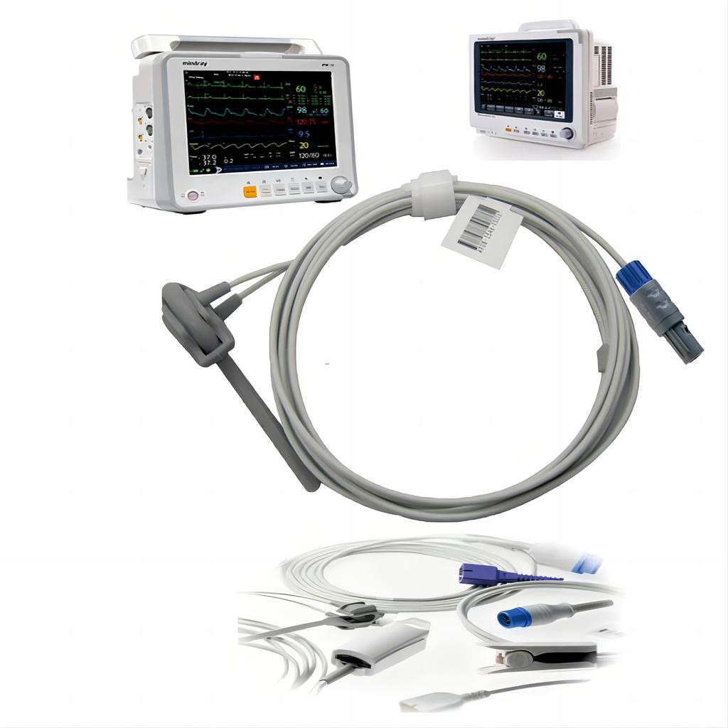 Compatible for Triton 7 Pin Double Slot 60° Patient Monitor, Reusable SPO2 Probe Sensor, SPO2 Finger Sensor, Blood Oxygen Saturation Data Monitoring