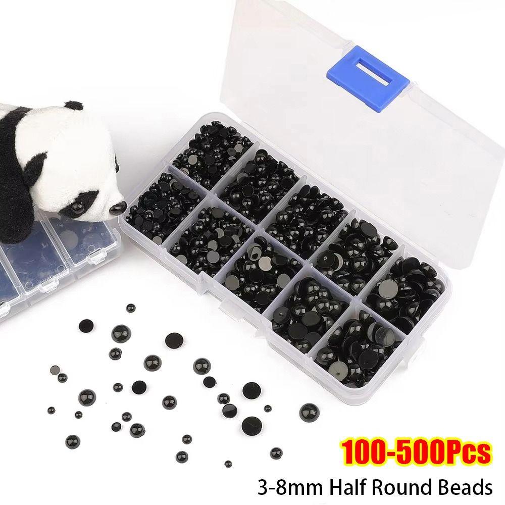 100-500Pcs New 3-8mm Half Round Beads Black Round Plastic Eyes Accessories DIY Crafts Eye Bead Children