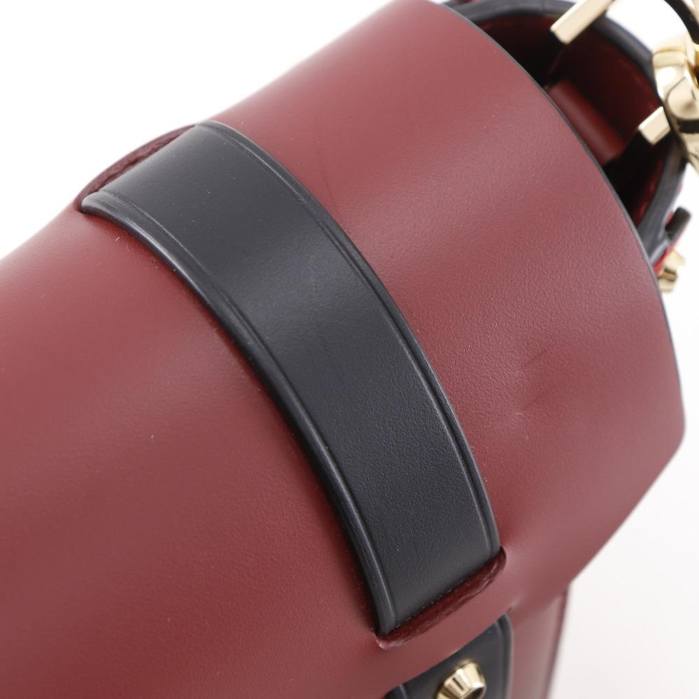 Michael Kors Manhattan Small Shoulder Bag Studs Color Block Red Leather Women Used