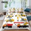 2/3 шт. Простой комплект постельного белья с изображением мультфильмов и машин, высококачественный детский экскаватор, кран, полиэстер, пододеяльник, двуспальный, односпальный, полный размер Queen King Size