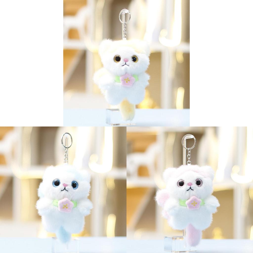 Stuffed Cat Figure Keyring With Polyester Fiber Filling For Girls Gift And Personal Accessory