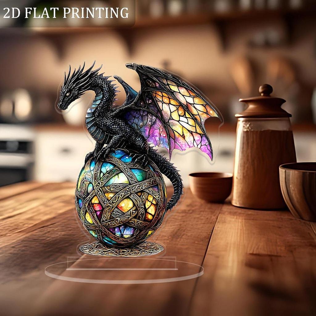 2D Дракон Акриловый Знак Декоративная Табличка с Подставкой Настольный Центральный Элемент Настольное Украшение для Офиса