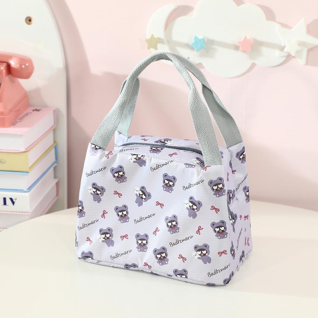 Portable Bento Bag With Insulation For Girls Featuring Kuromi And Melody Printed Oxford Cloth For School And Work