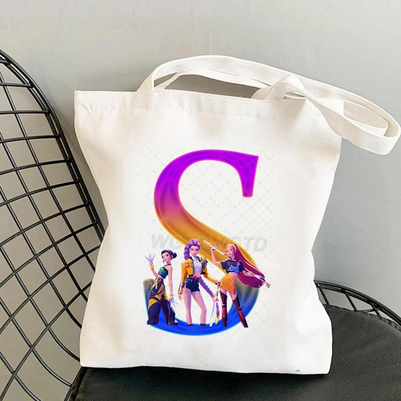 Anime Cartoon 26 Letter Printing Trend Shoulder Bag Large Capacity Go Out Portable Handbag Casual Versatile