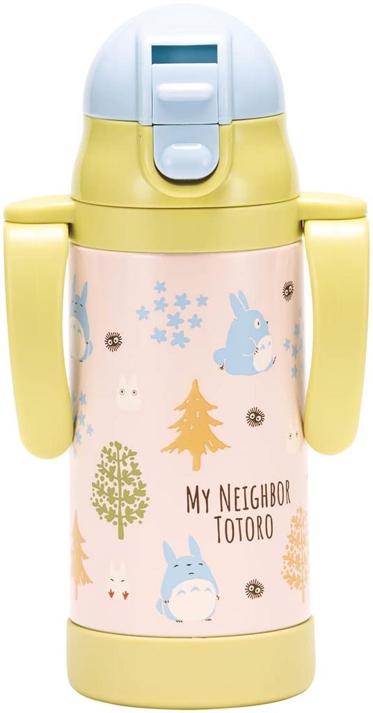 Skater 2-Way Stainless Steel Water Bottle with Two-Handle Handles and Straw, 350ml, Baby Mug, Ghibli Totoro Forest Design, STWM3N-A