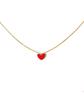 Колье из серебра 925 пробы с красным кораллом и позолоченной 14-каратным золотом подвеской в форме сердца - Женские летние украшения класса люкс, Не тускнеющие