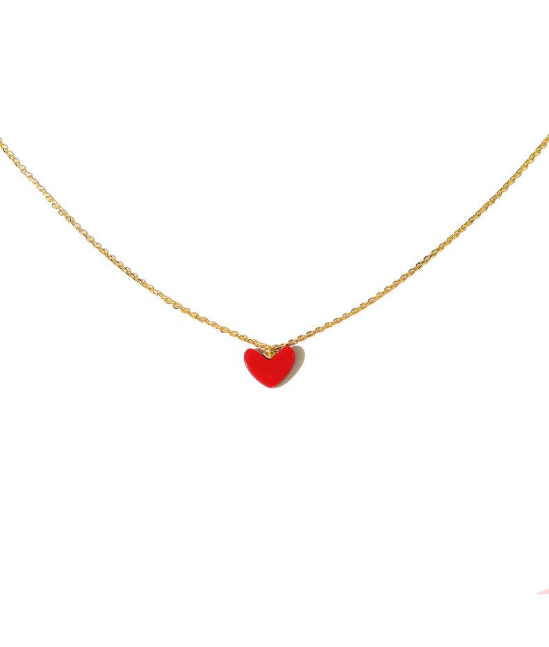 Колье из серебра 925 пробы с красным кораллом и позолоченной 14-каратным золотом подвеской в форме сердца - Женские летние украшения класса люкс, Не тускнеющие