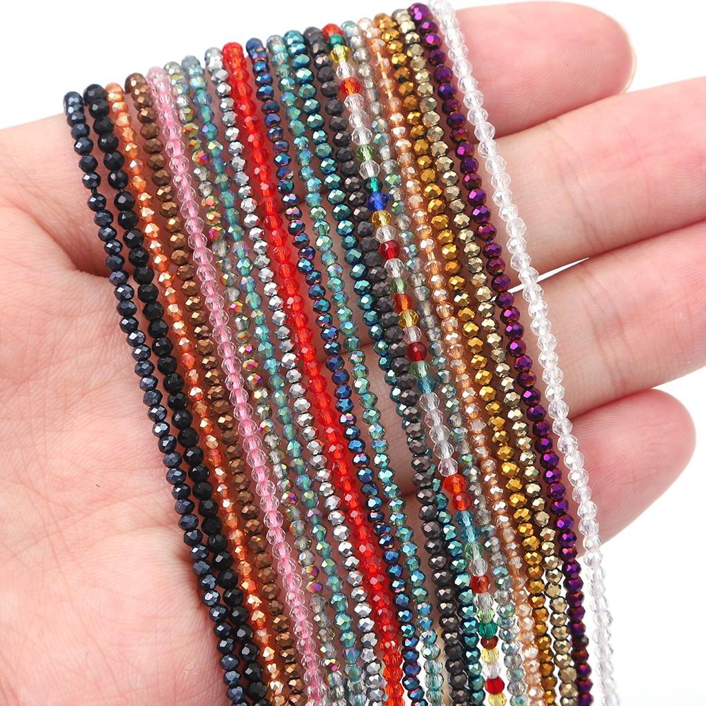36cm Mini Glass Loose Beads Plated Color Faceted Beads For Jewelry Making DIY Necklace Bracelet Earring