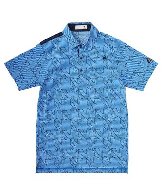 Рубашка Coq Sportif Short Sleeve Allover Cool High Stretch Cool BL00 [Le Golf], Pattern, Touch, Breathability, Forcer, Golf, LG5SHS19M, Men's, (синий)