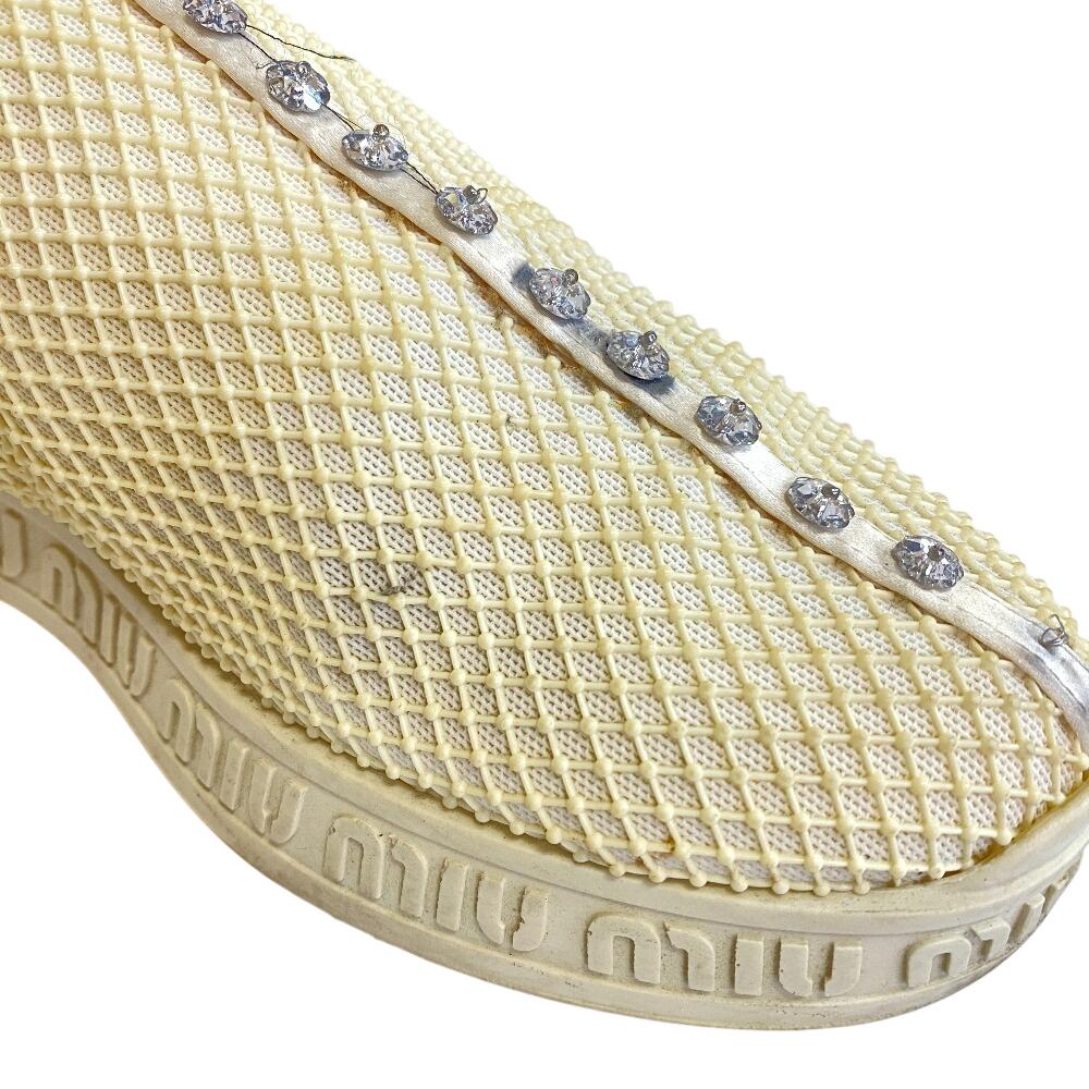 MIUMIU Сетка Bijoux резина Слипоны Слоновая кость резина Женские Б/у