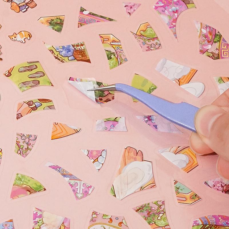 Серия «Фарфоровое Восстановление» Kawaii 3D Миниатюрные Сцены Наклейки DIY Скрапбукинг Ручная Работа Штабелируемые Канцелярские Наклейки