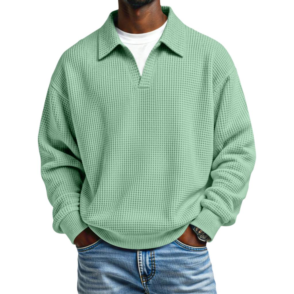 Men's Collarless Casual Sweatshirt Without Buttons