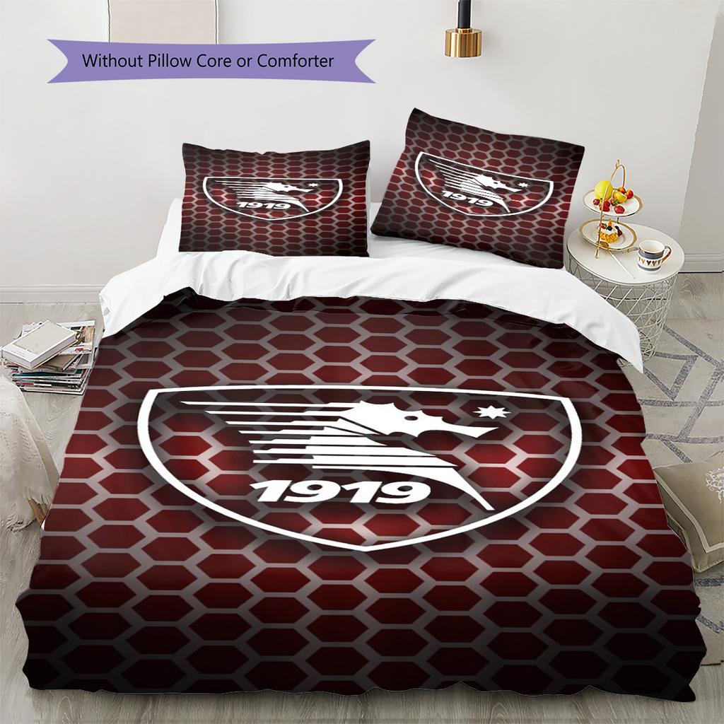 US Salernitana 1919 Pattern Bedding Set Quilt Cover Pillowcase Home Decor Gift (1 * duvet cover + 2 * pillowcase, without core)