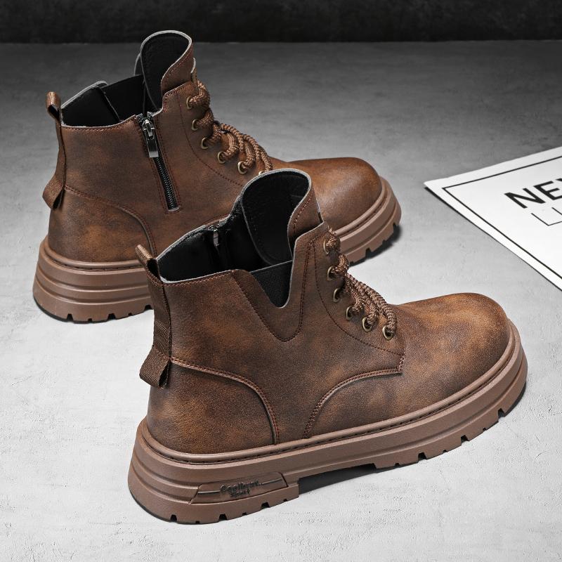 Ankle Boots Men's Denim Boots Rubber Sole Men Work Shoe Brown Motorcycle Shoes Platform Designer Shoes 2025 Classic Short Boots