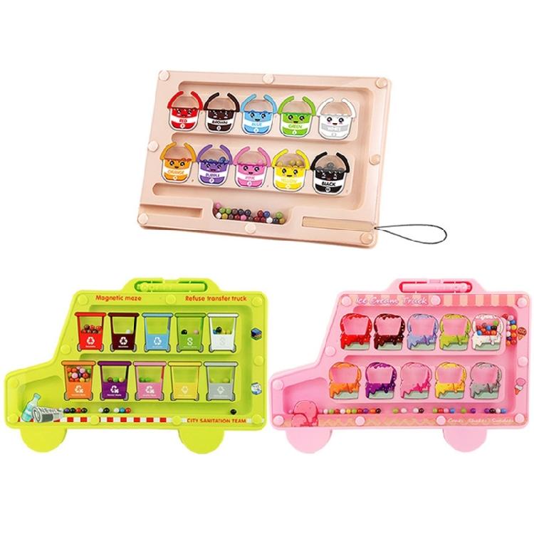 Обучающая головоломка для дошкольников, когнитивная игрушка, магнитный лабиринт с бусинами, игрушка для сортировки цветов для детей, сенсорное развитие