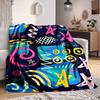 1pc Graffiti Art Blanket, Lightweight Flannel Throw Blanket for Sofa, Bed, Travel, Camping, Living Room, Office, Couch054