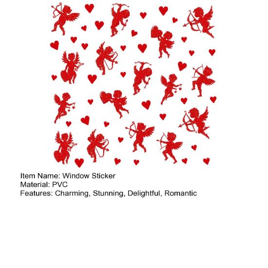 50 шт. Блестящие вырезные наклейки на окно в форме Купидона, Красное Сердце Купидона, Наклейка на окно ко Дню Святого Валентина, для Свадьбы, Праздничной Вечеринки, Декор