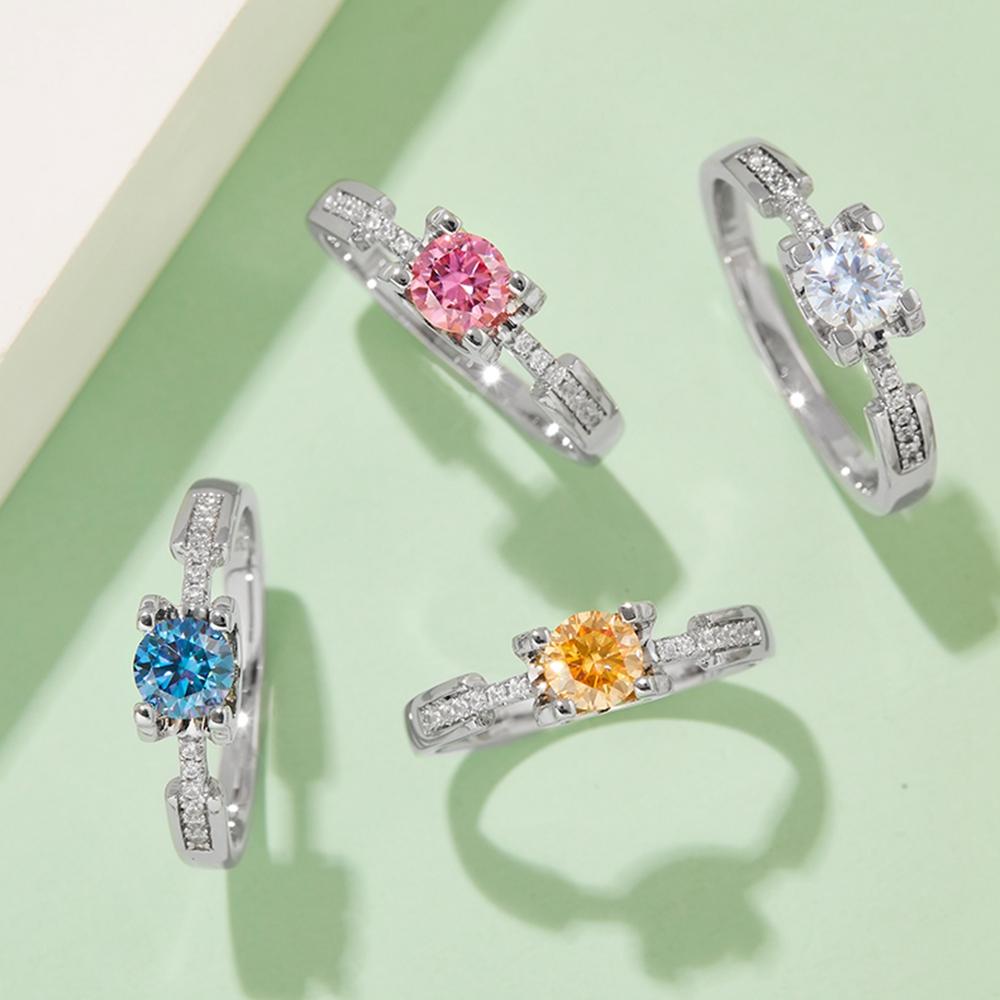 Кольцо из золота 18 карат с муассанитом, 6,5 мм, для женщин, подарок на свадьбу, помолвку, ювелирные изделия из стерлингового серебра 925 пробы