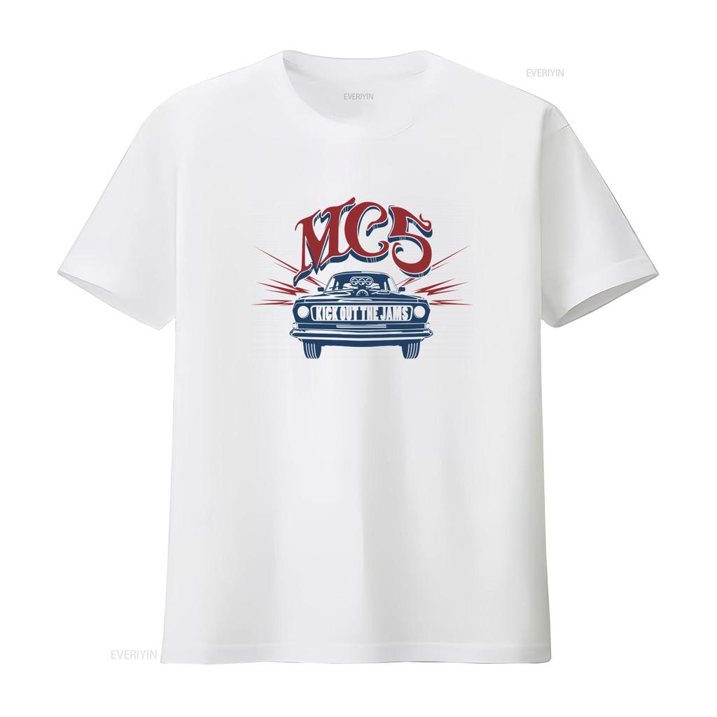 Хлопковая футболка MC5 Kick Out The Jams Дизайн ретро-автомобиля Рок-группа винтажный Стиранный Мягкий мужской Удобный Слегка дышащий
